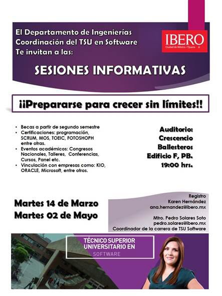 Sesiones informativas IBERO: Tcnico Superior Universitario en Software